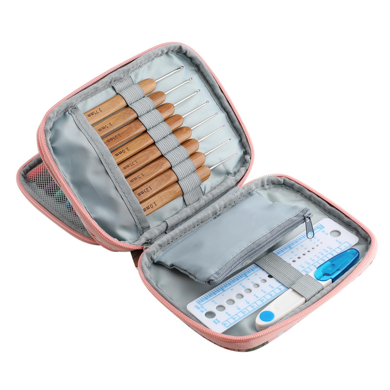 BELLIFFY Set Uncinetto in Acciaio Inossidabile Tpr Manico Morbido Kit per Lavorare a Uncinetto con Borsa per Principianti e Casalinghe