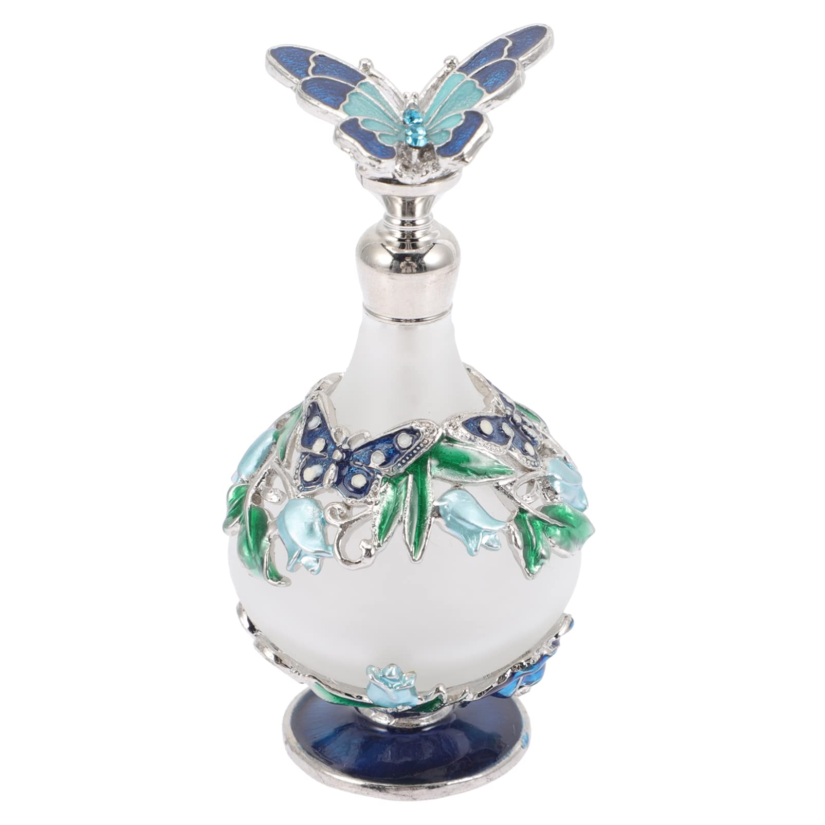 Kichvoe Botella de Perfume Vintage de Vidrio con Pedrería, Reutilizable, 25 ml, Colores Variados, Mariposa Tema