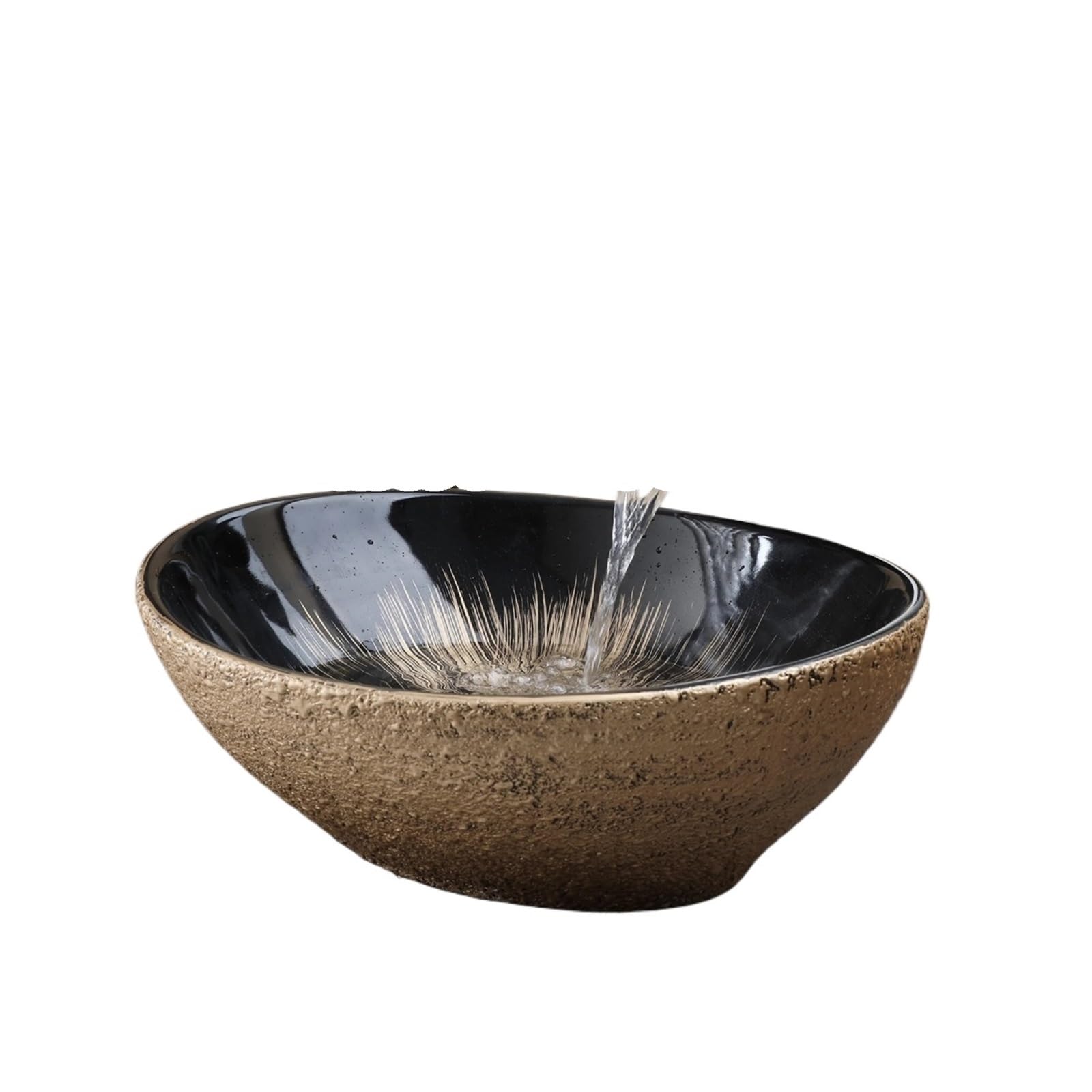 Bathroom Vessel Sink Ceramic Vessel Sinks Oval Bathroom Sink Above Counter Vessel Sink with Faucet and Drain Combo 16 inch Marbling Vessel(Color07)