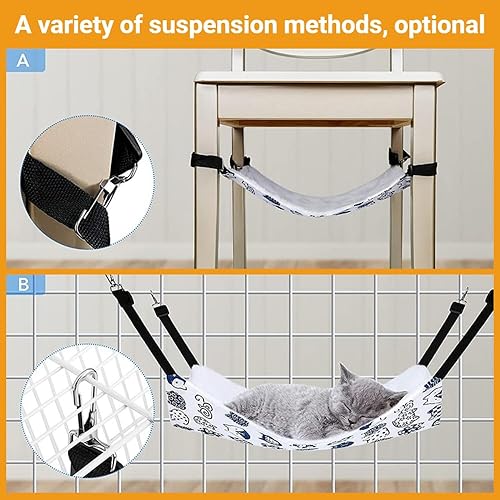 Miniatura 5 de Hamaca para gatos con correas ajustables para el hombro, hamaca colgante de doble cara disponible para mascotas, hamaca colgante para cama, reposo