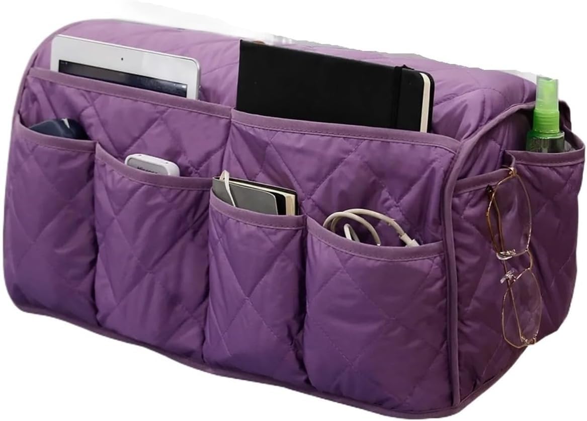 ZQINGQING Sofa Arm Tray Sofa Side Organizer Caddy 14 Pockets Armrest Organizers Proof(Purple)