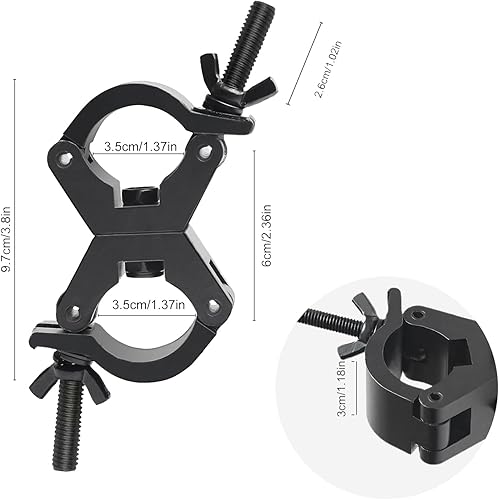 Vista 13 de Lighting Truss - Abrazaderas de acoplador giratorio para luces, abrazadera O de doble cabezal de liberación rápida, abrazadera de tubo giratorio
