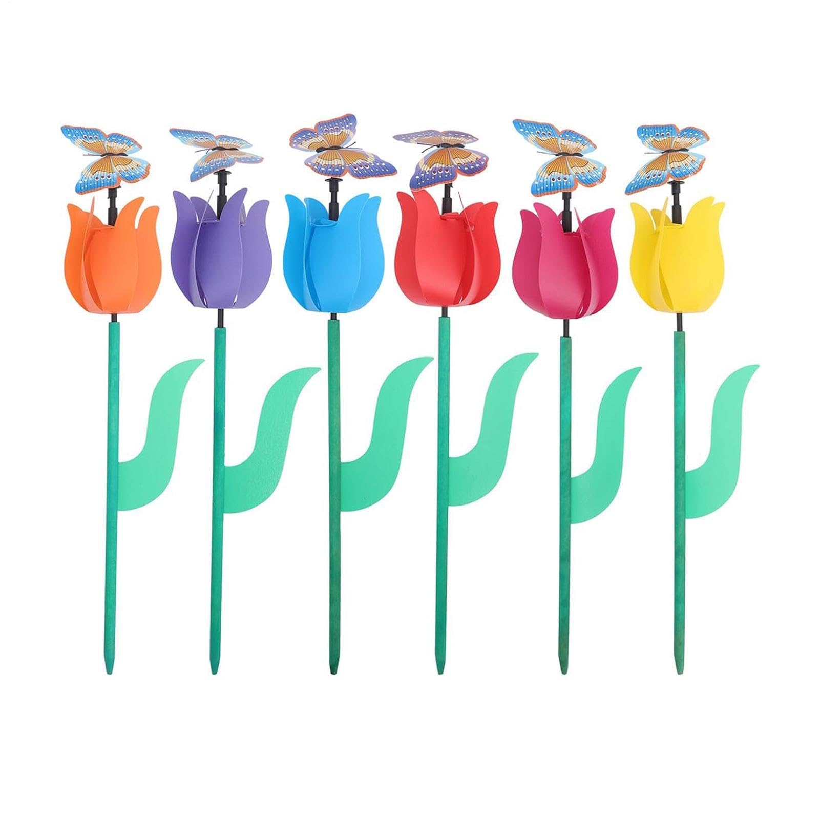 Lot de 6 moulins à vent décoratifs en forme de fleurs colorées, piquets rotatifs, décorations de pelouse résistantes aux intempéries | Paysagiste fête pour fête d'aménagement paysager Lot de 6 moulins à vent décoratifs en forme de fleurs colorées, piquets rotatifs, décorations de pelouse résistantes aux intempéries | Paysagiste fête pour fête d'aménagement paysager