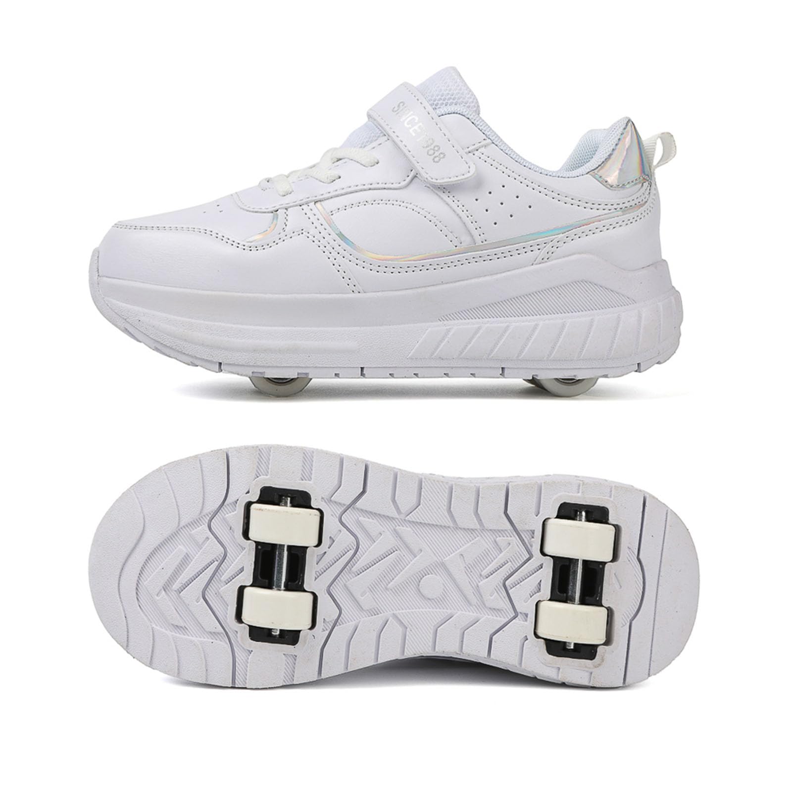 ENEN Chaussure a Roulette Mode Fille, Mode Rue Chaussures a roulettes Retractable Garçons, Basket Roulette Enfant, Roller 4 Roues Déformable Adolescents pour Rue Extérieure Jouer