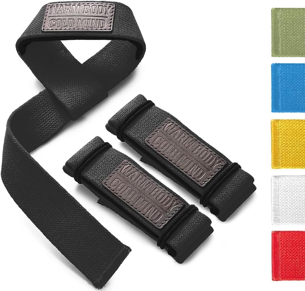 WARM BODY COLD MIND Lasso Lifting Wrist Straps for Cross Training - Rated at 770 lb - Hand Wraps for Olympic Weightlifting, Powerlifting, Weight Lifting, Bodybuilding Strength Deadlift Gym Bar, Cotton