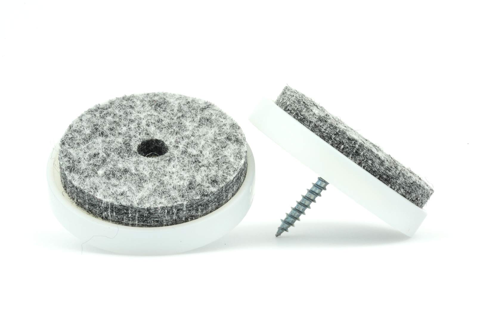Furniture Sliders. Screw-in Gliders Risers Felt Floor Protectors for Wood Furniture Feet (White), Ideal on Solid Wood Laminate Vinyl Flooring and Similar. 20mm 24mm 28mm 40mm Diameter Made in Germany