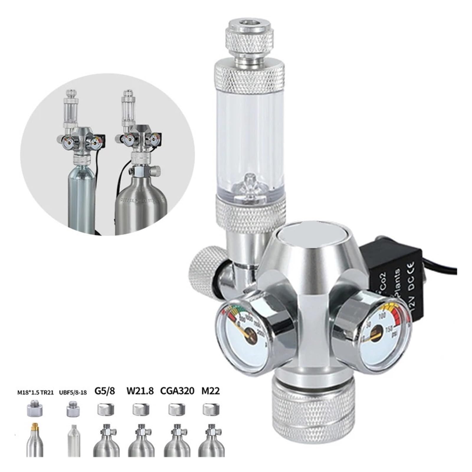 Regolatore di CO2 for Acquario Valvola elettromagnetica Contabolle Sistema di Controllo di CO2 Valvola di riduzione della CO2 for Acquario(R104-B,TR21)