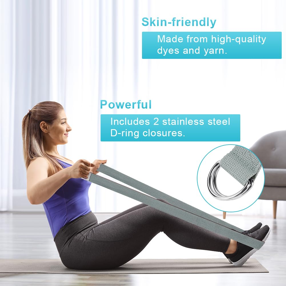Cinghia Per Yoga E Stretching SAWANS - 8 Fori, Blu, In Cotone Per Allenamento Corpo