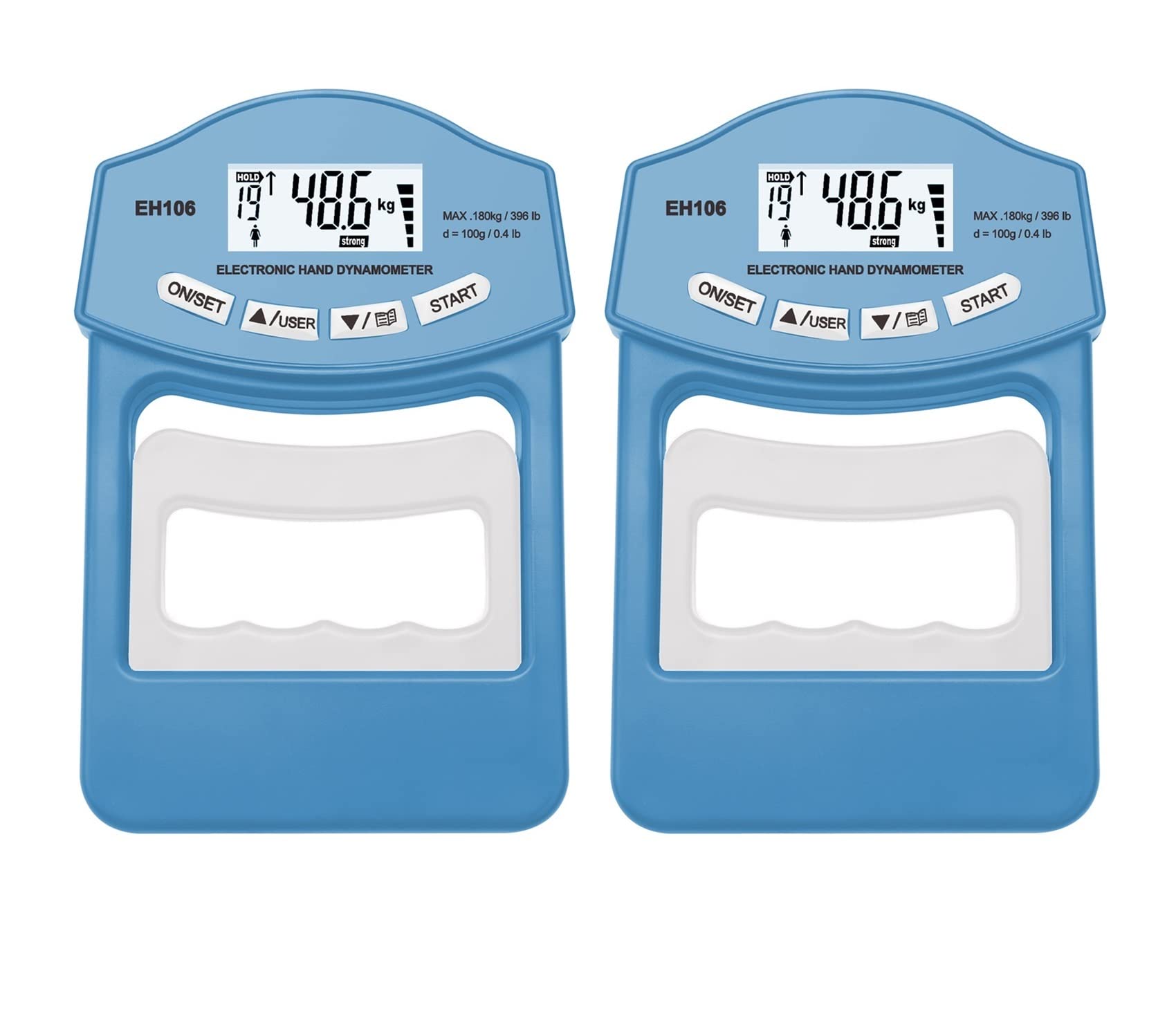 Dinamómetro, Dinamómetro de mano Digital de 396Lbs/180Kg, medidor de fuerza de agarre, pantalla LCD USB, dinamómetro de mano, probador de fuerza de agarre(2Pcs Blue Meter)