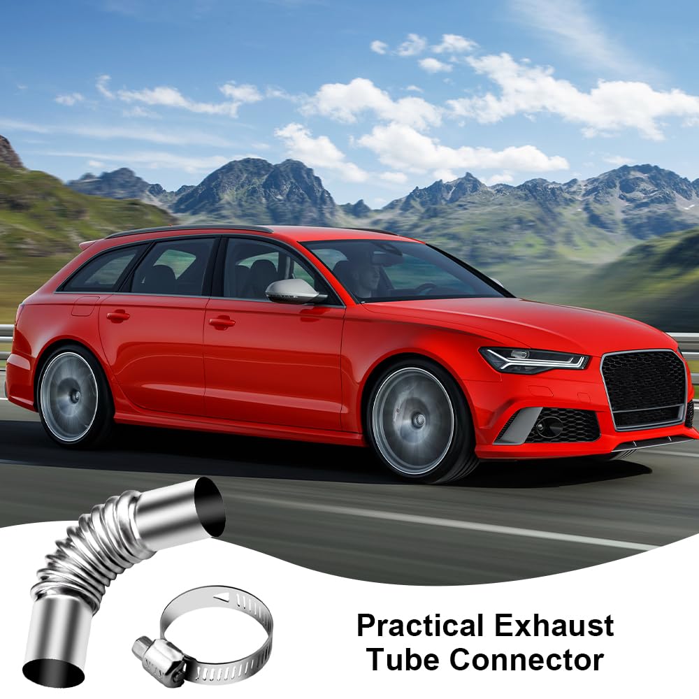 4x Edelstahl Abgasrohr Winkelverbinder 25mm - Mit 8 Klammern Für Standheizung & Auto