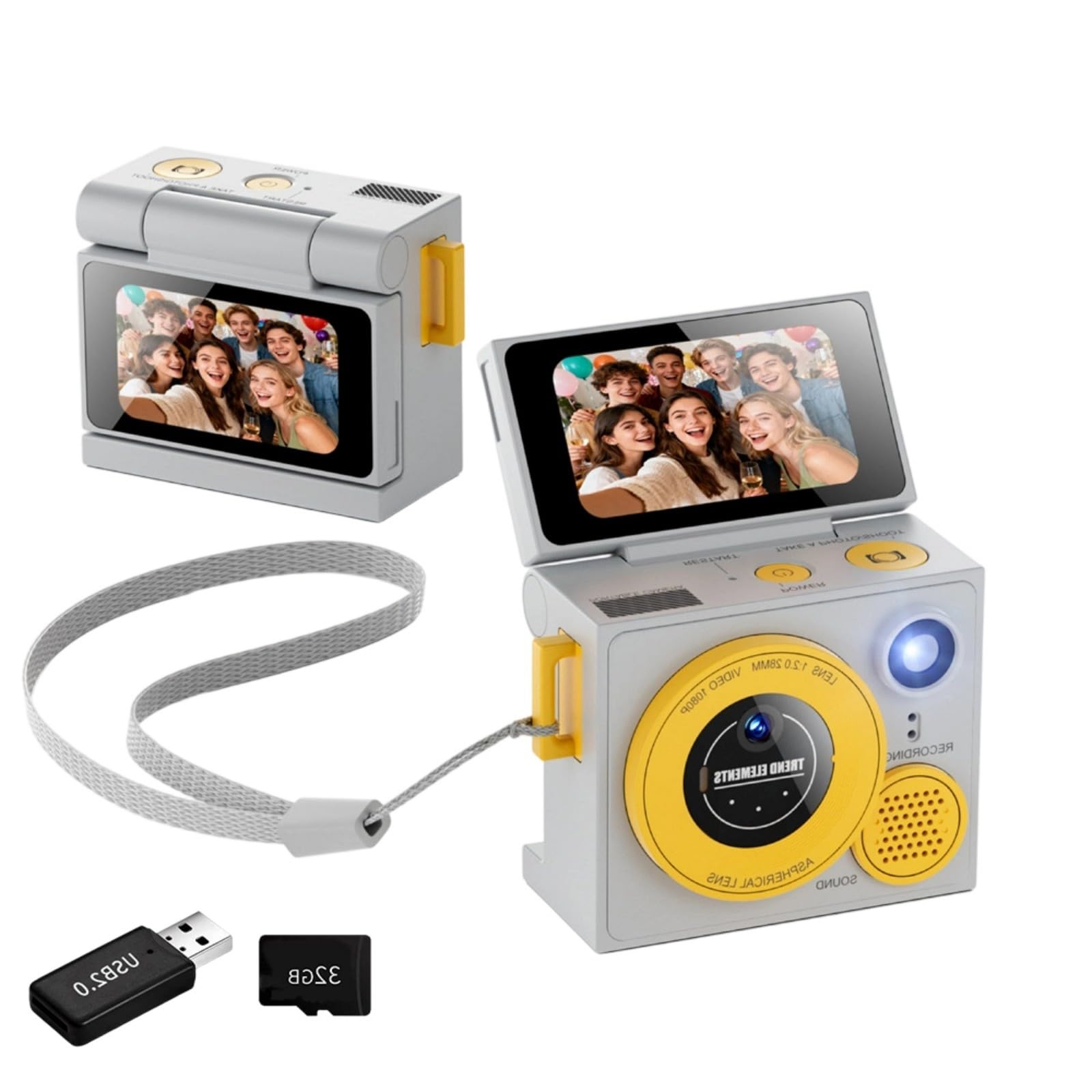 Il set di fotocamere con obiettivo per pollice include lettore di schede da 32 GB, fotocamere completamente trasparenti per gli appassionati di viaggio Vlog principianti Doppia fotocamera pollice