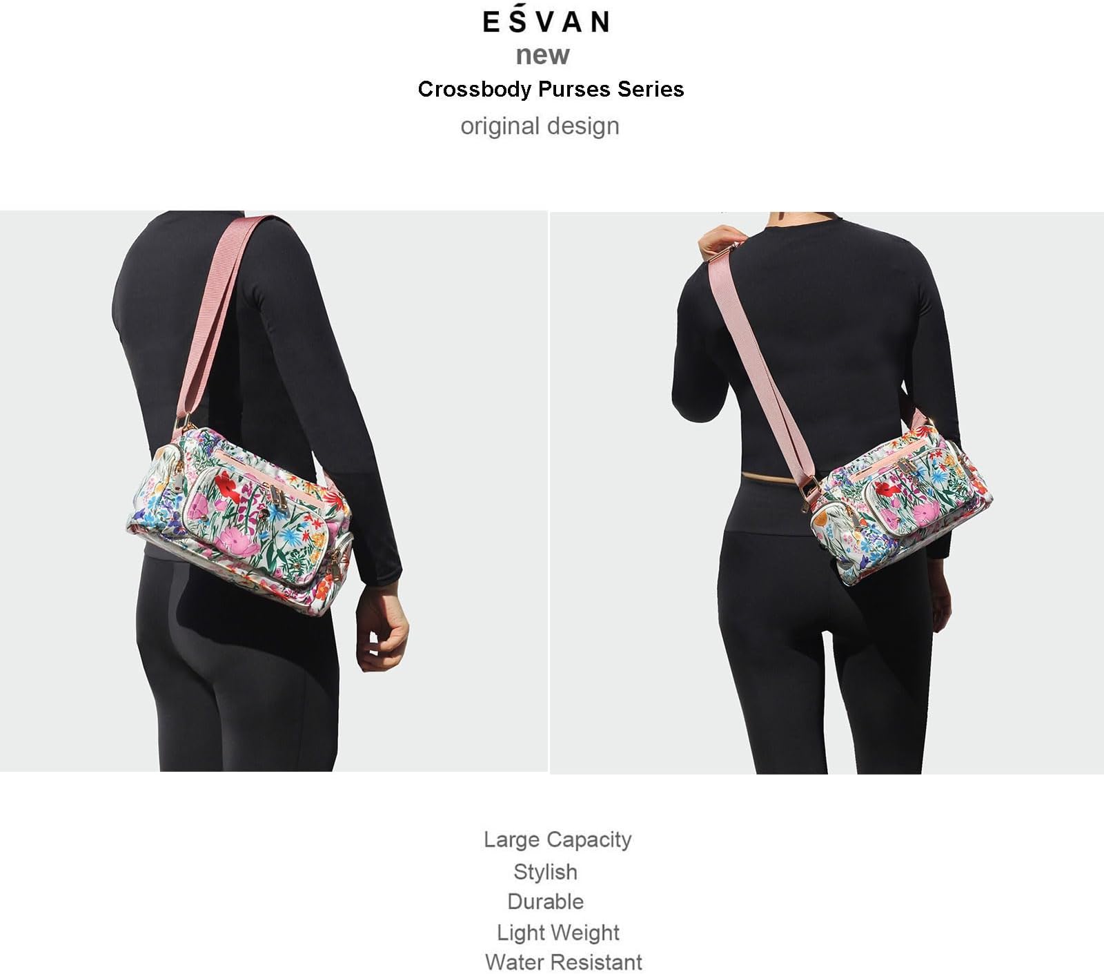 Women Fashion Tote Crossbody Handbags for Women Multi Pockets Shoulder Bag Nylon Travel Purse