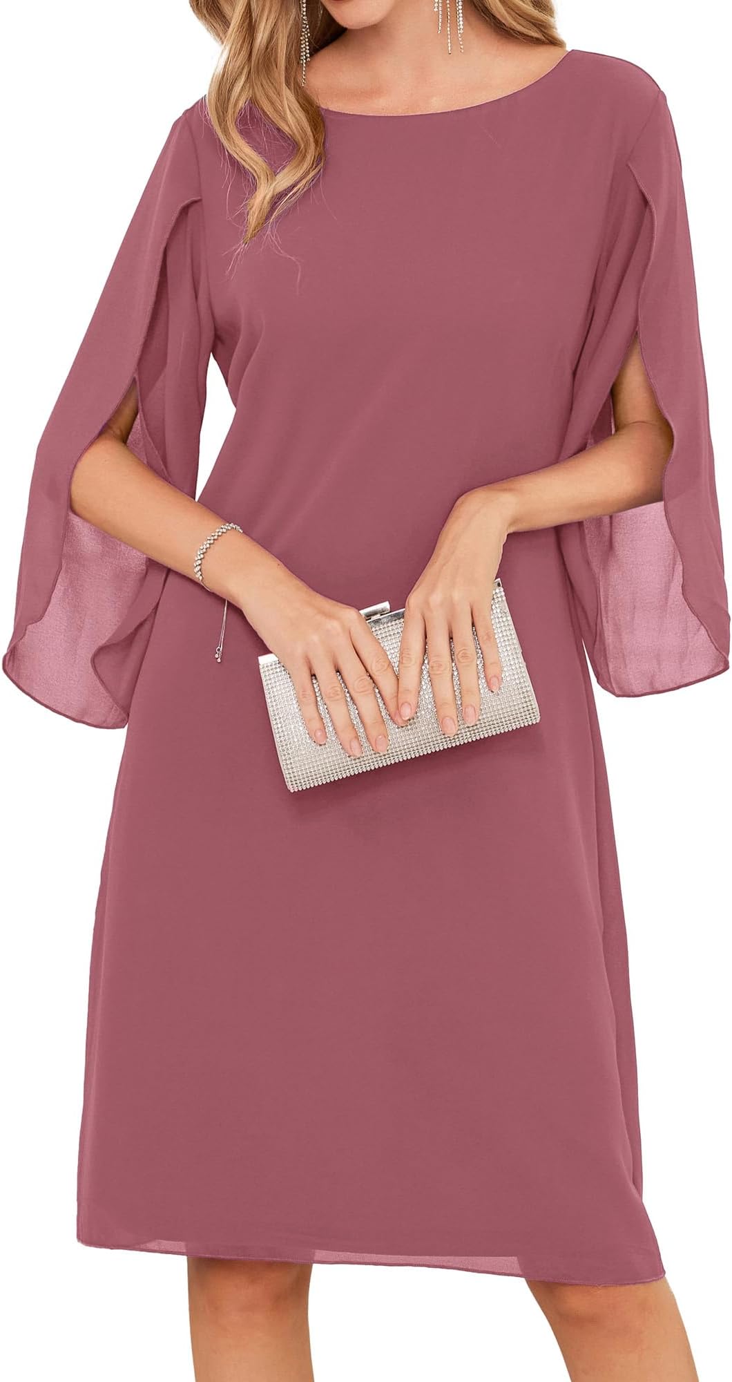GRACE KARIN Womens Chiffon Dresses Flutter Sleeve Party Wedding Cocktail Dress Size 8-20