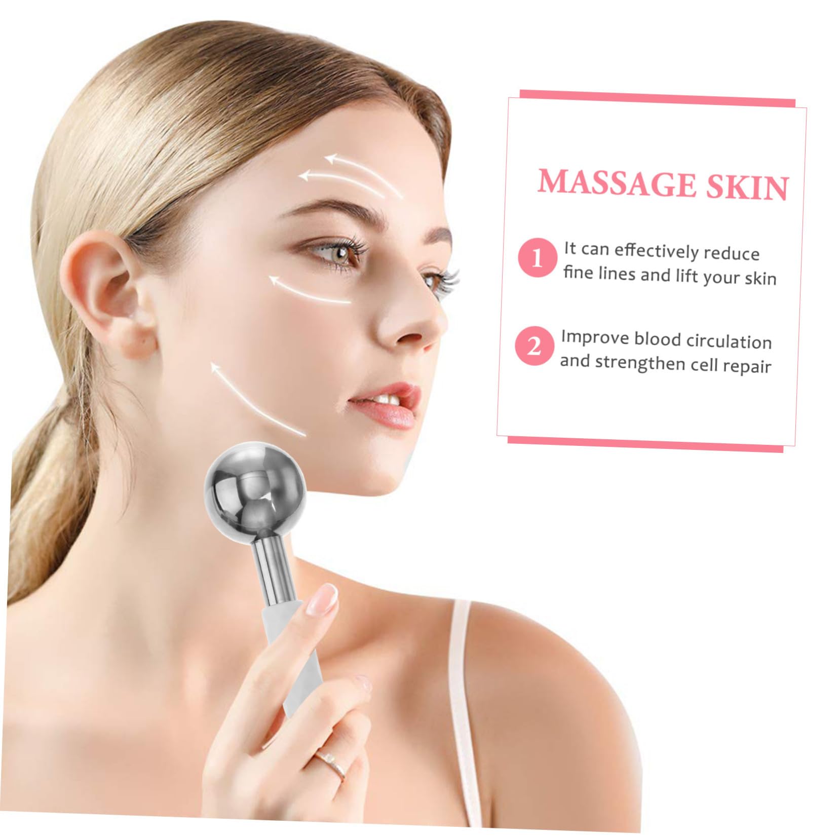 Veemoon Masajeador De Hielo Facial 2 Unidades Acero Inoxidable Masaje Refrescante Para Rostro Mujer Cuidado Diario Piel Sensible Cuello Ojos