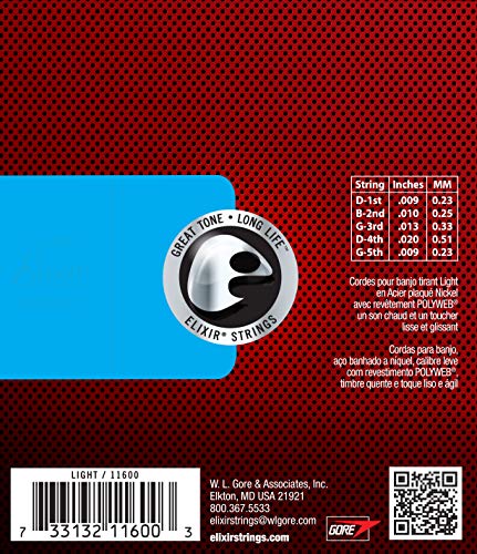 Cordes Elixir® pour banjo avec revêtement POLYWEB®, Light (.009-.009) - Les Beatles, Paul McCartney, John Lennon, RIngo Starr, George Harrison Cordes Elixir® pour banjo avec revêtement POLYWEB®, Light (.009-.009) – Image 3