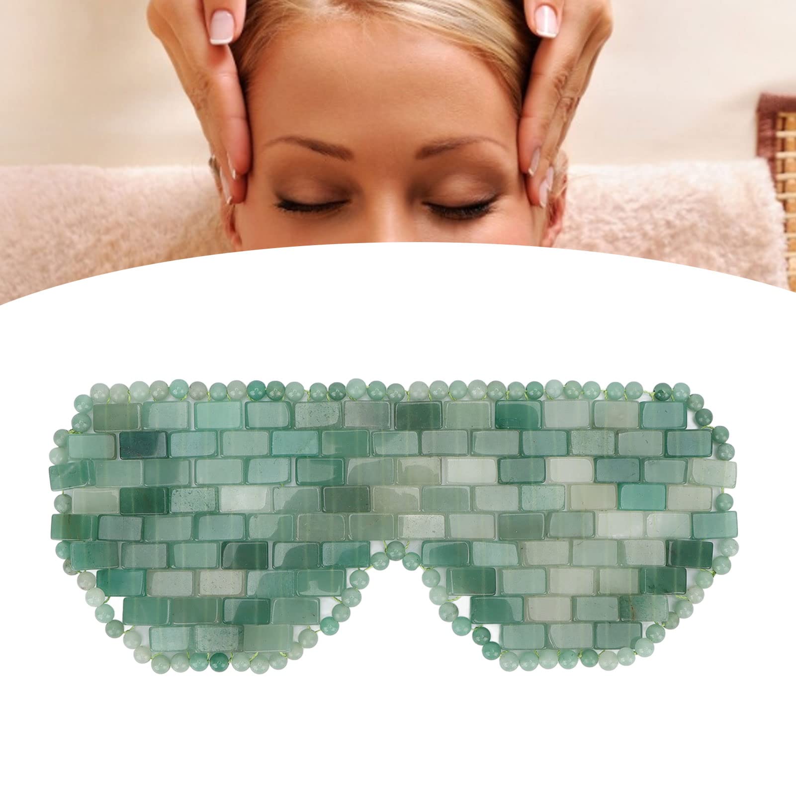 Jadestone-Augenpads zur Reduzierung von Augenringen und zur Hautverjüngung. Kühlstein für nächtliche Hautpflege und Entspannung (Grüner Aventurin)