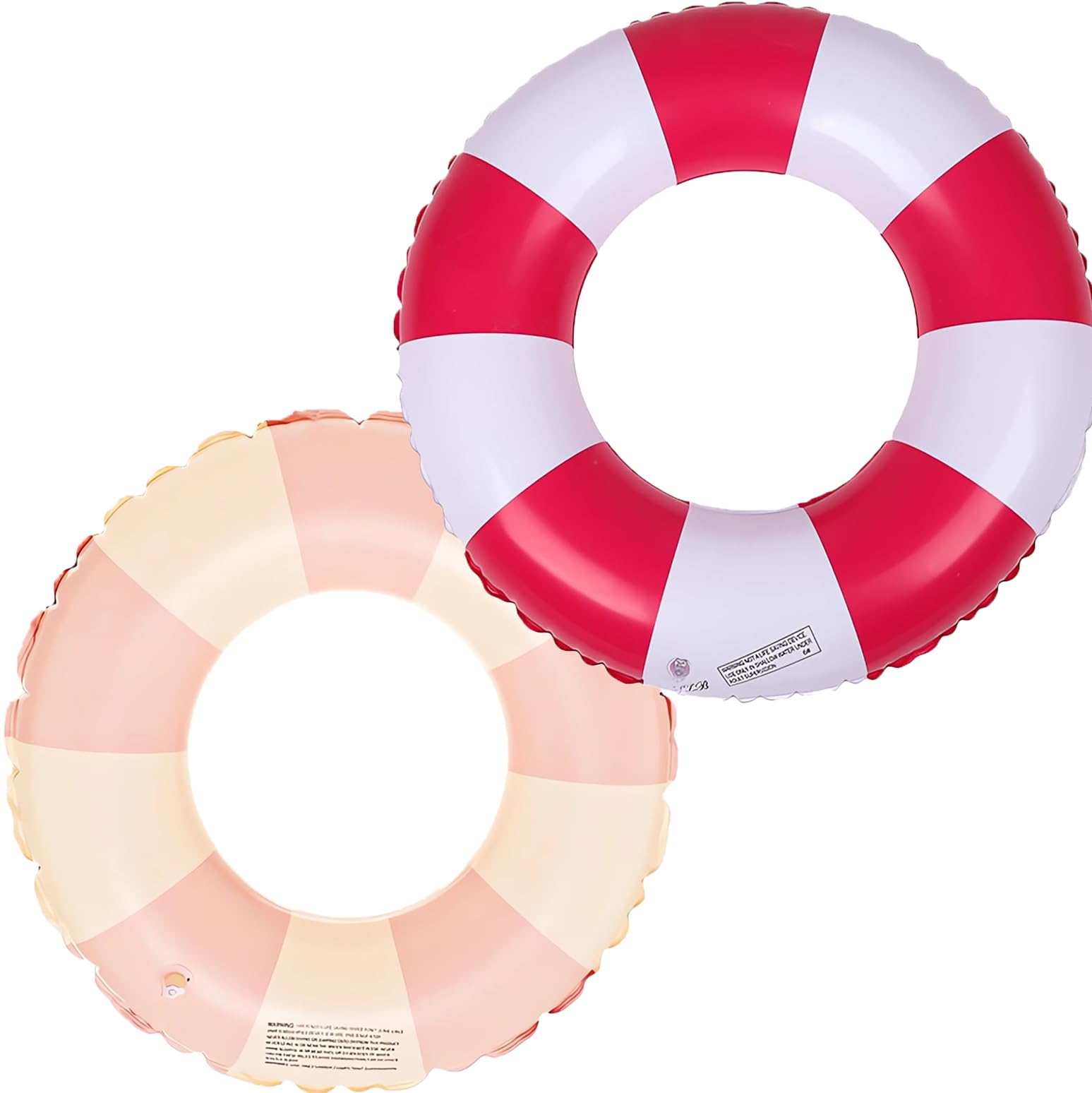 2 Pieces Swimming Ring Adult Air Mattress Swimming Hoop Inflatable Swimming Pool Float, Swimming Ring Tube for Summer Pool Party (Red + Pink) — image 1