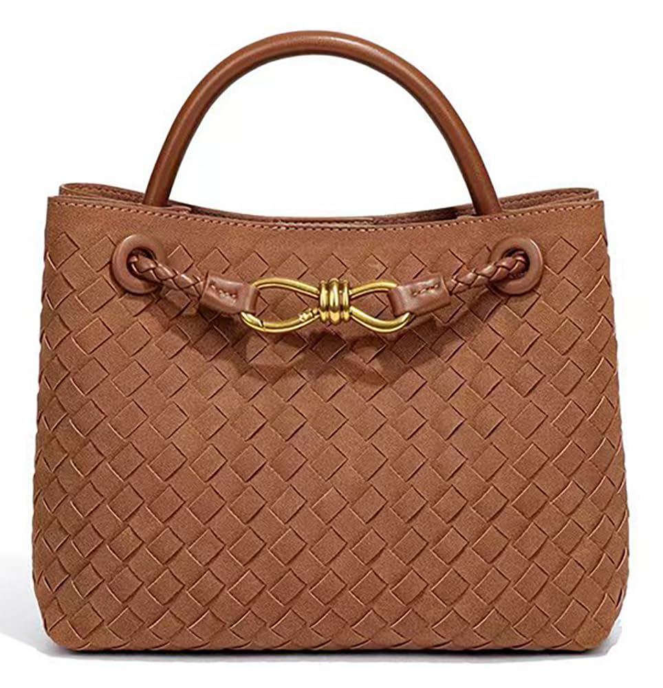 NictionSuede Woven Tote Bag for Women PU Leather Hobo Bags Casual Crossbody Purse Shoulder Satchel Bag Top Handle Tote Handbag