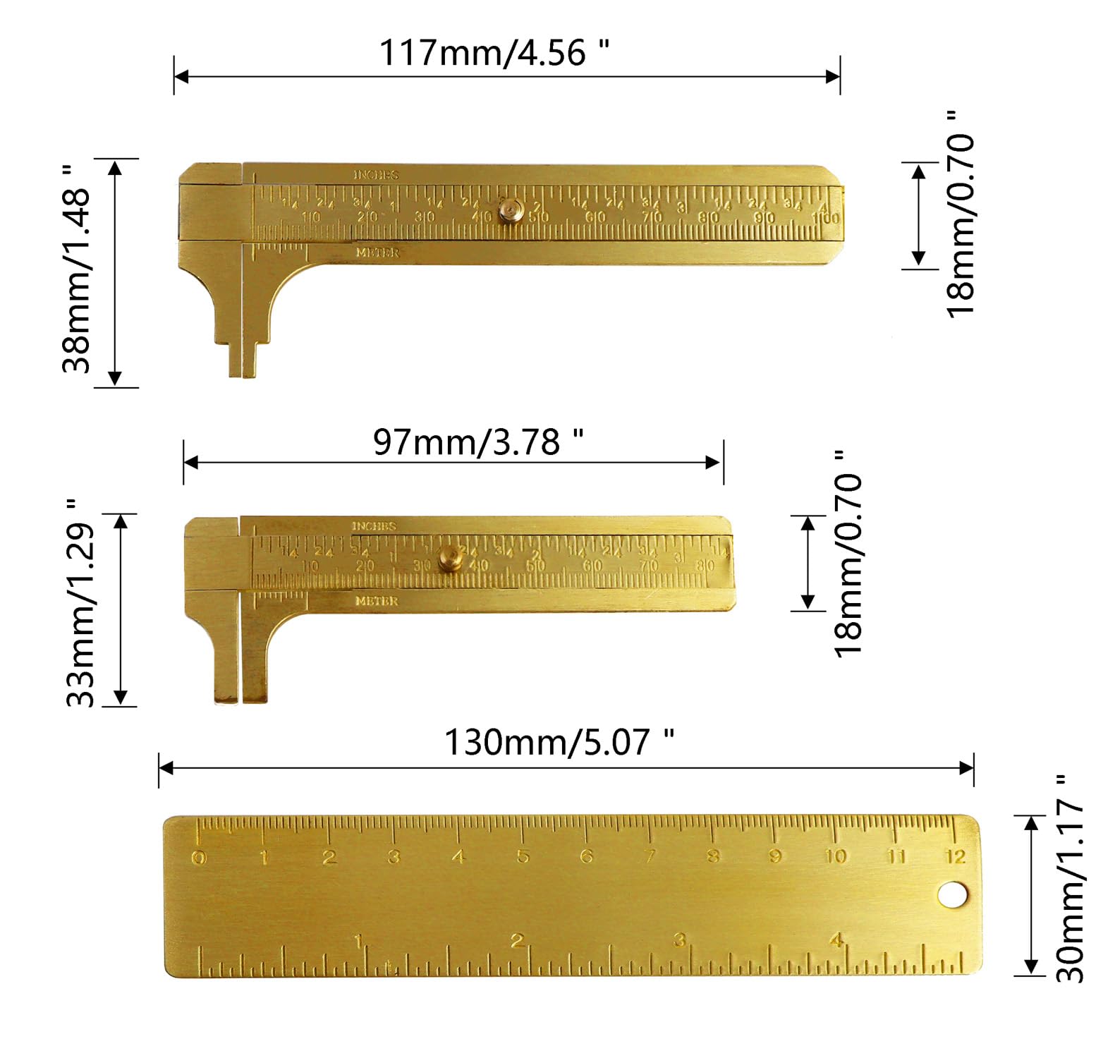 Brass Vernier Caliper - Jewelry Measurement Tool -2