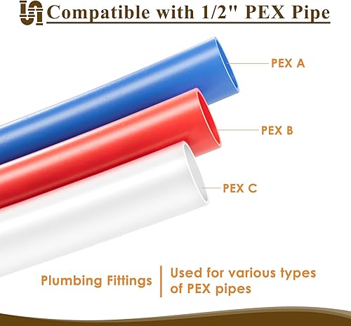 Miniatura 3 de JUWO Conexión Pex de 12 pulgada, paquete de 25 codos PEX de 90 grados para reparaciones de plomería, montaje de engarce de latón resistente y