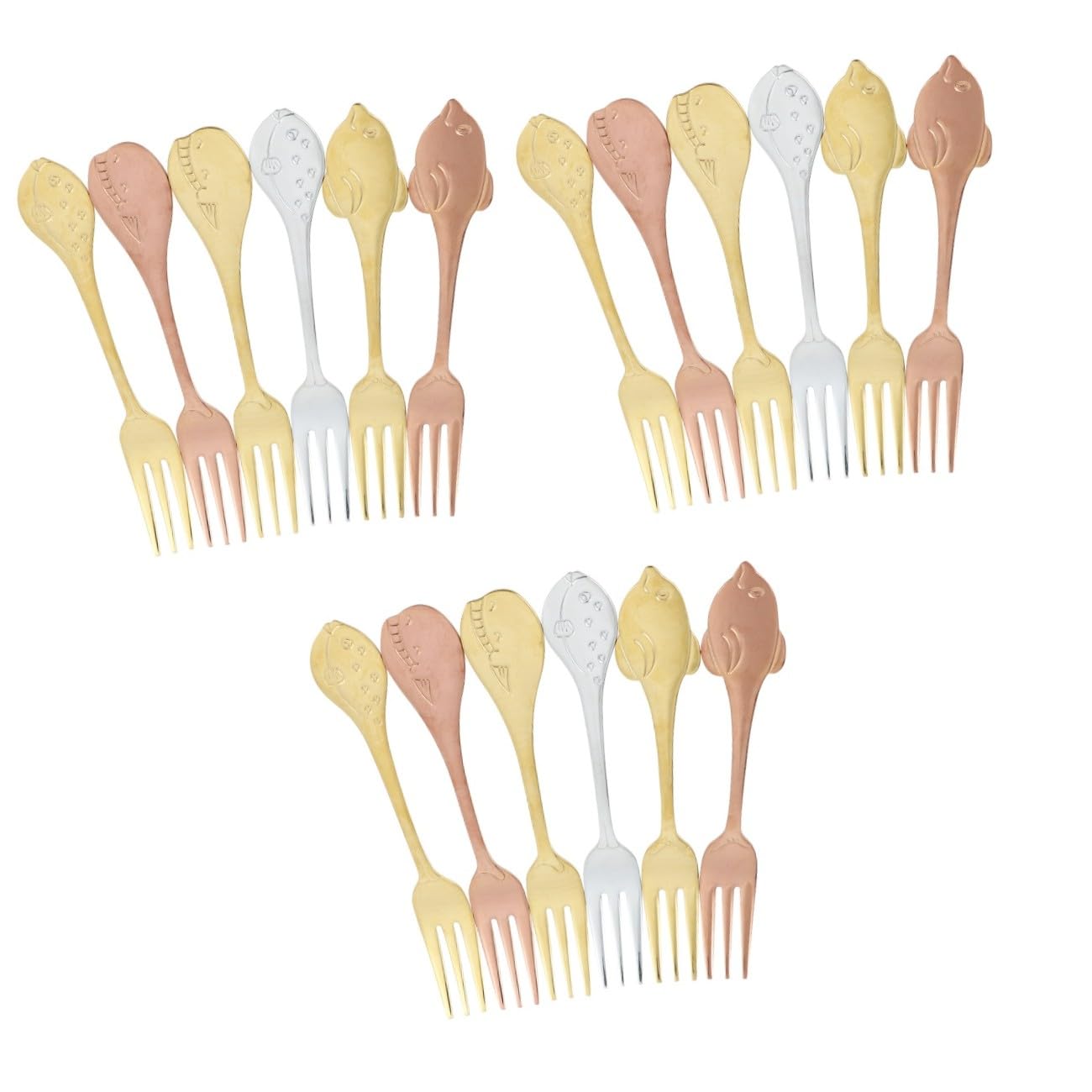 Amosfun 3 Set Di Forchette Da Dessert in Acciaio Inossidabile Per Insalata Frutta E Dessert 6 Pezzi * 3