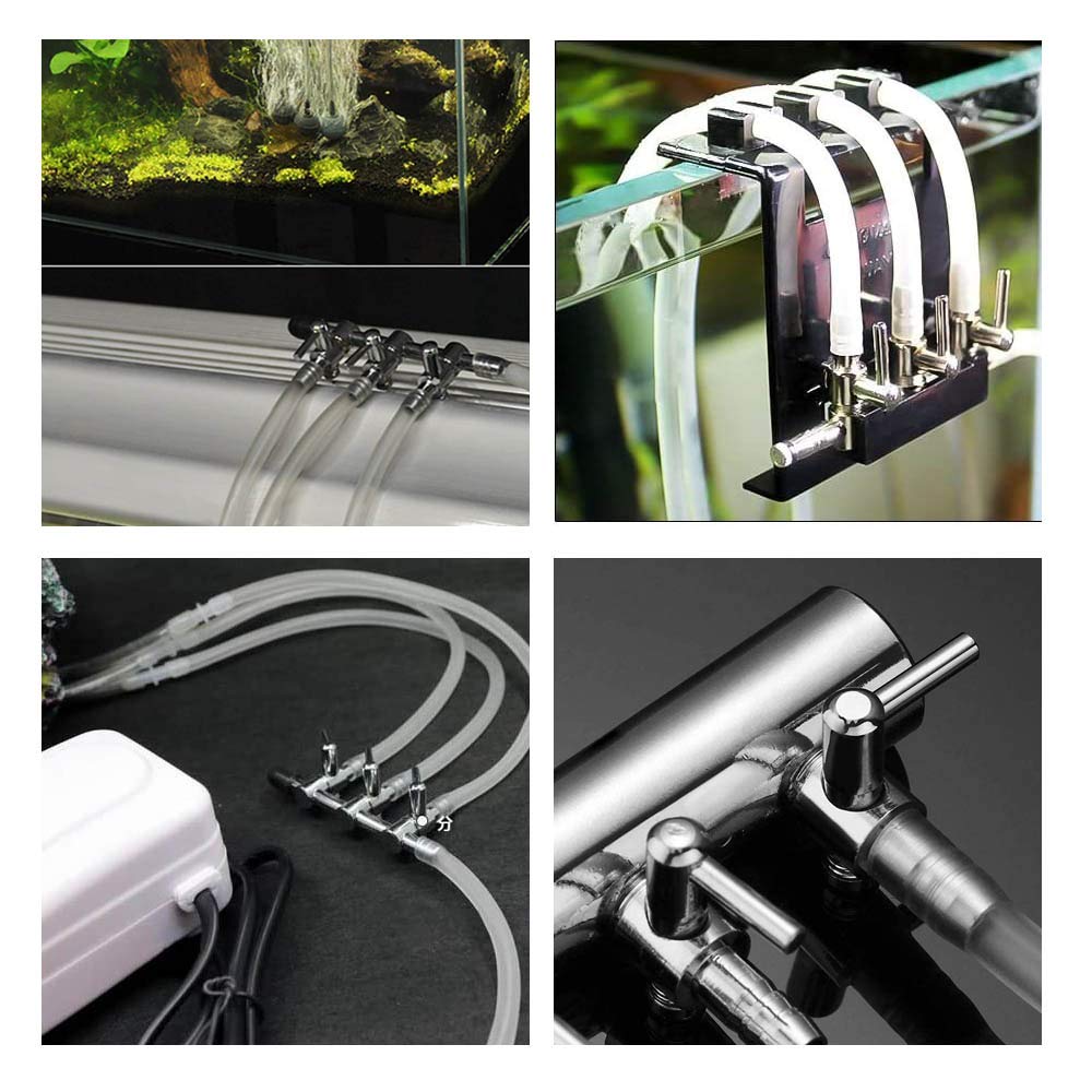 24 Pièces Accessoires de Pompe à Air pour Aquarium, 5 m Air Line Tube Tuyau, 10 Clips d'Aspiration, 3 Air Bubble Pierres, séparateur de pompe à air à 3 voies, 3 Valves de Contrôle et 6 Connecteurs