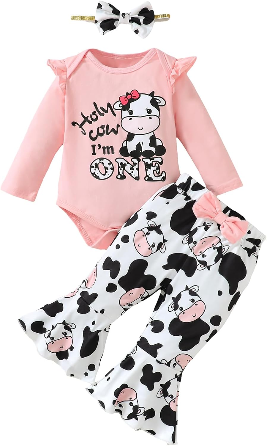 Baby Girl First Birthday Outfit - Holy Cow I'm One