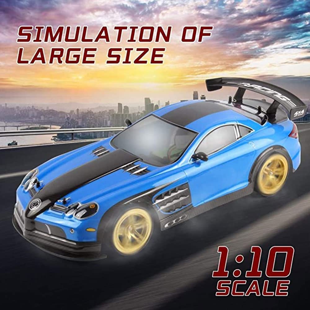 WOLWES Auto RC Buggy RC da 70 km/alta velocità, veicolo RC fuoristrada elettrico da 2,4 GHz, camion RC 1/10 di grandi dimensioni, macchinina da deriva 4 × 4 2 batterie ricaricabili, regalo giocattolo
