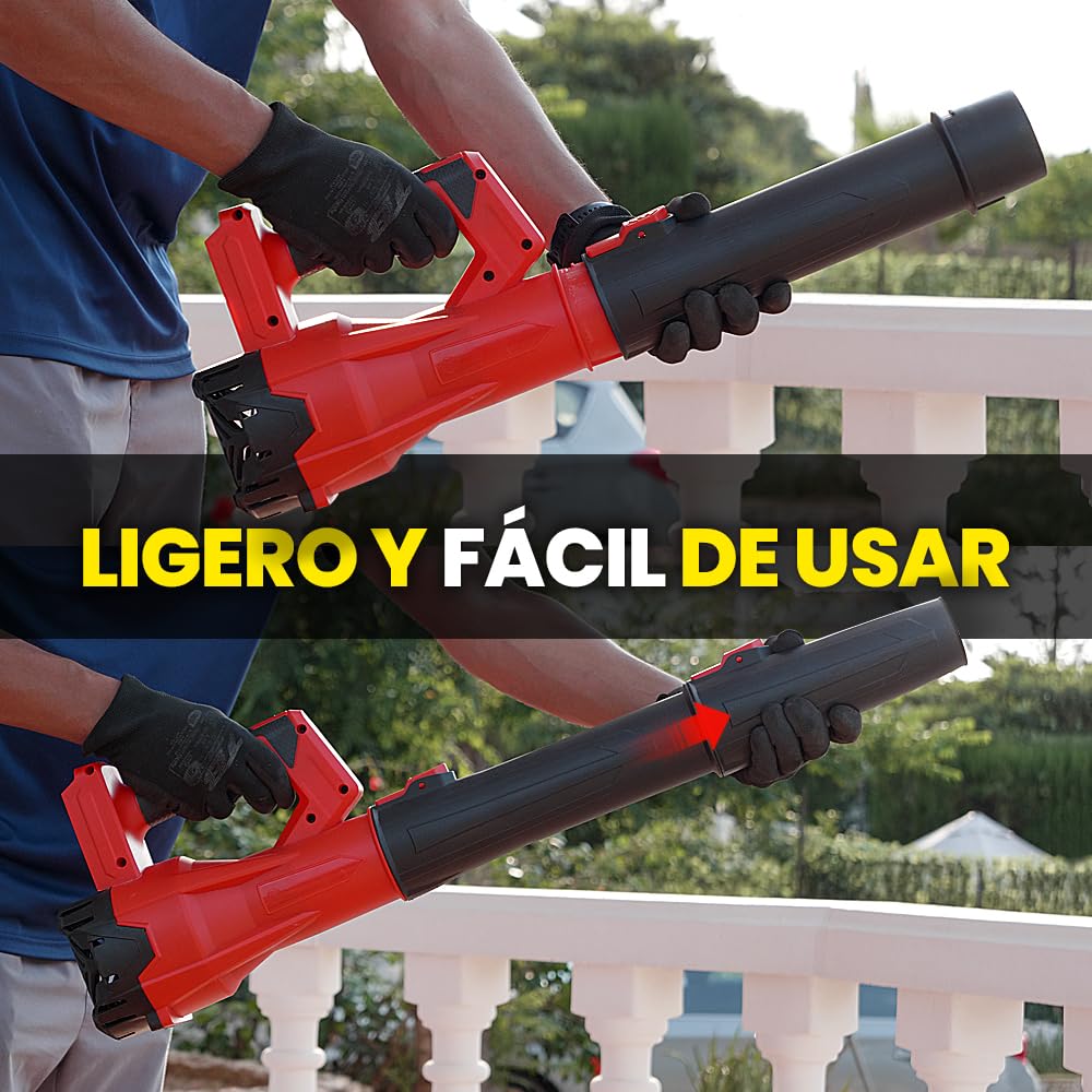 MAKTUL Soplador de Hojas Batería Potente y Ligero, Motor 6 Velocidades 28.000 RPM 241 Km/h, 2 Baterías 4000mAh 20V 450W, Sopladora de Aire Jardín Alta Potencia, Bufador Eléctrico Inalámbrico sin Cable