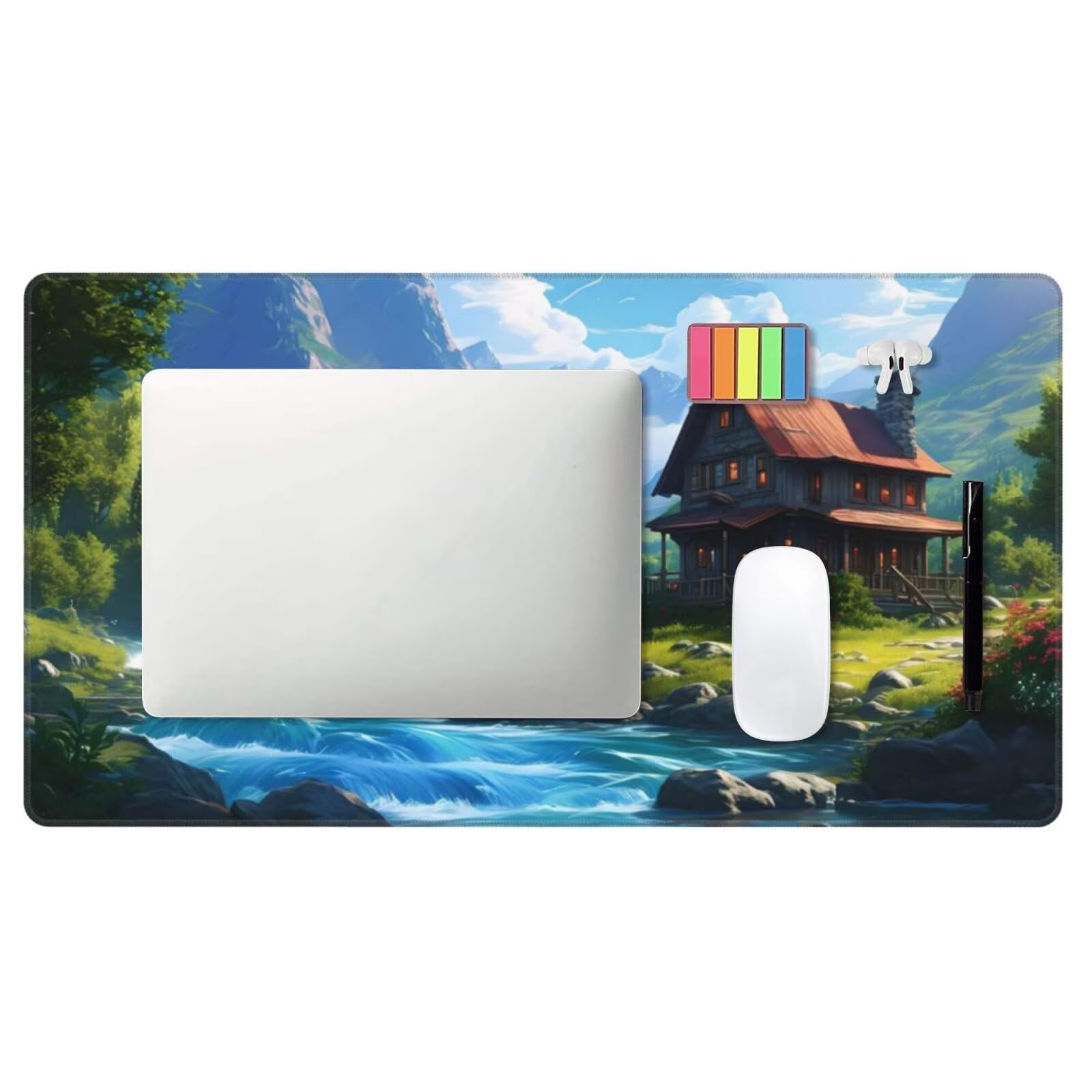 Podkładka pod mysz leśną, duża podkładka pod mysz 1600 x 800 mm, podkładka pod mysz do gier, podkładka pod biurko ze zszytymi krawędziami, podkładka pod mysz z klawiaturą, do pracy, gier, biura, domu