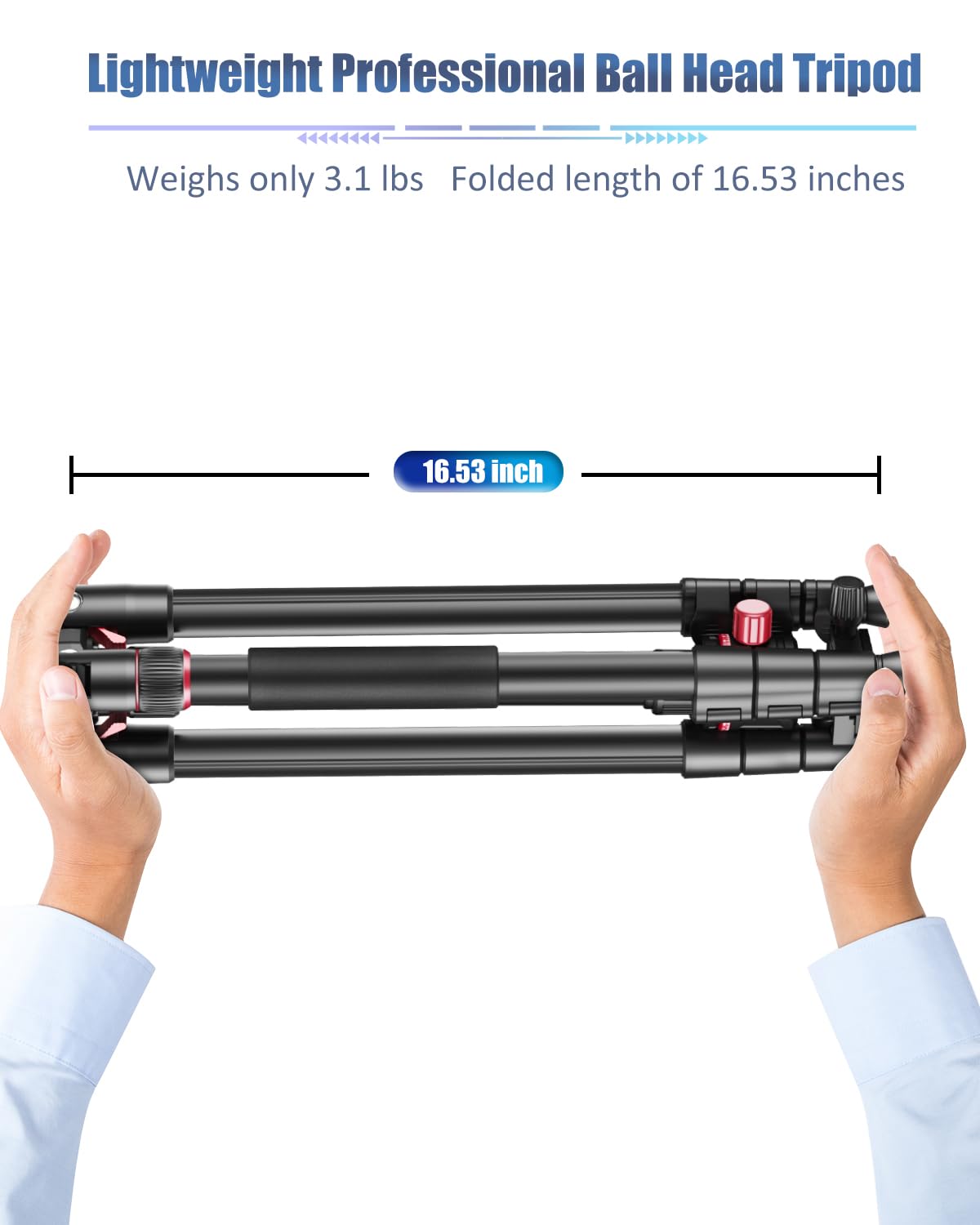 CAMBOFOTO Kamerastativ 173 cm mit Kugelkopf und Tablet-Halter | Aluminium-Reisestativ, Einbeinstativ bis 180 cm, 6 kg Traglast, 360°-Kugelkopf, Tablet-Halter, Tragetasche für Foto und Video