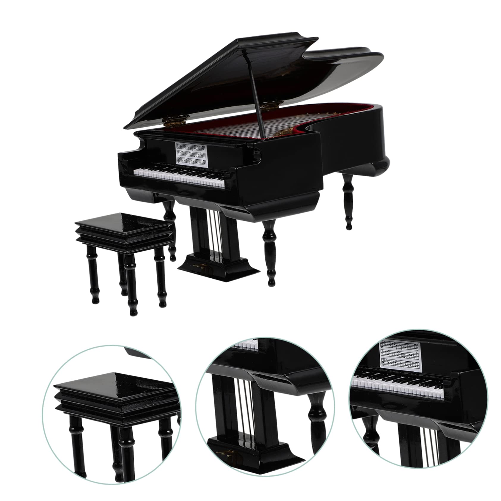 VICASKY Mini Pianoforte Decorativo Nero, Portatile da Scrivania | Legno, Metallo e Plastica, Stile Semplice e Unico, per Camera da Letto o Palmo della Mano