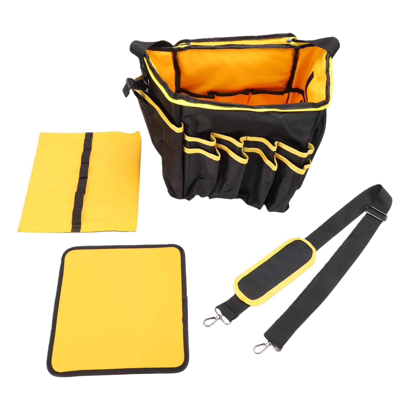 FTVOGUE Borsa per Attrezzi, Organizer in Tessuto Oxford, 20 Litri, con Divisori Rimovibili, Tasche Multiple, Fondo Antiscivolo, per Elettricisti, Carpentieri e Utensili Elettrici portatili. (12