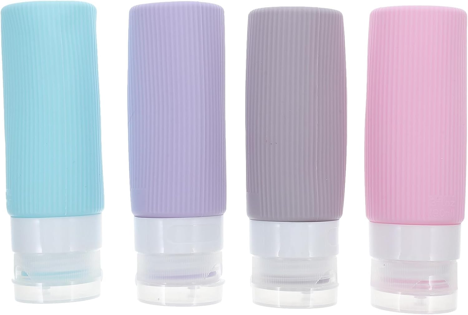 4 Pcs 90ml Silicone Refillable Travel Bottles for Toiletries with Flip Cap, Leakproof Liquid Containers for Shampoo, Lotion, and Body Wash, Portable Travel Accessory for Vacation