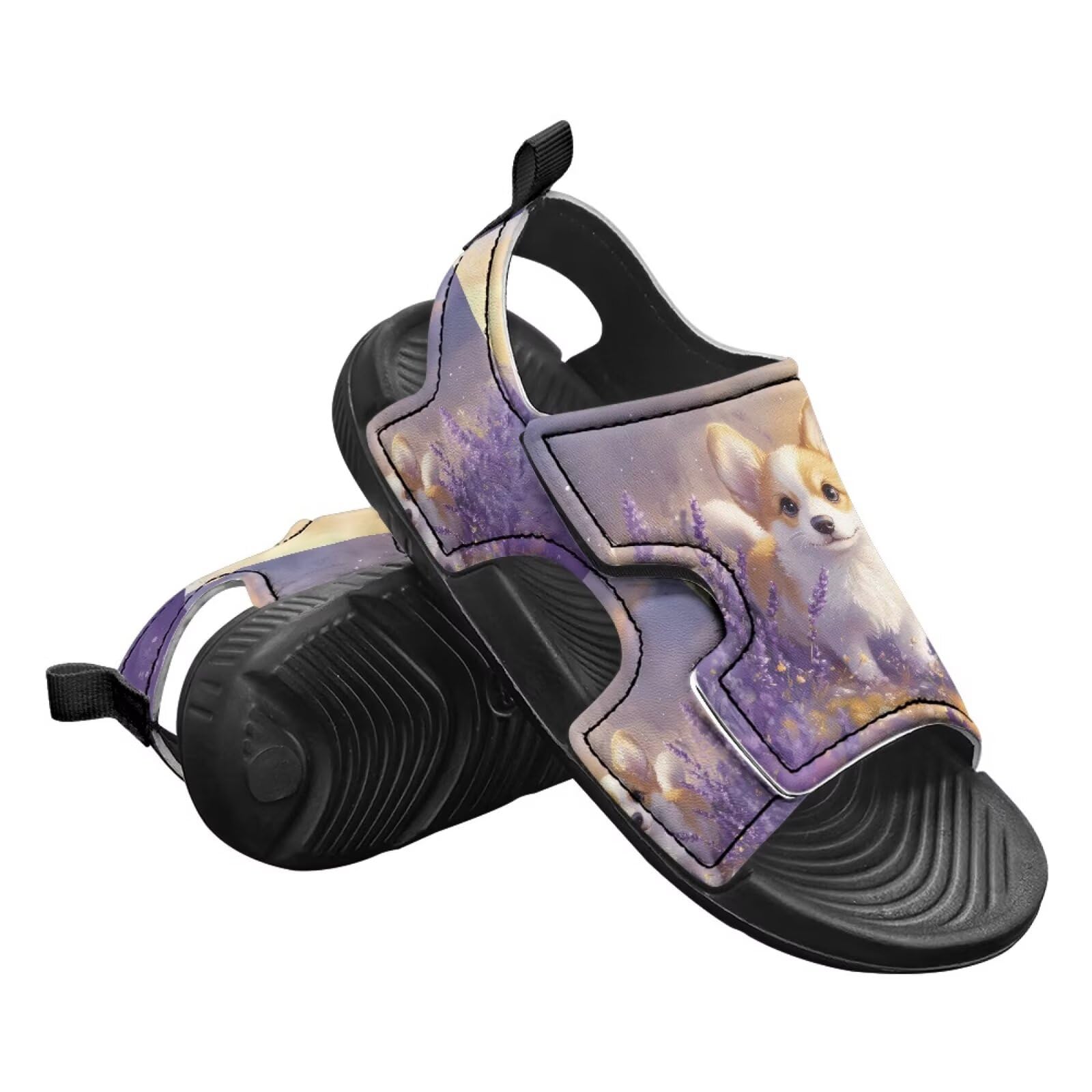 Pointodoor Corgi Print Unisex Kids Sandals for Boys Girls Open Toe Casual Summer Outdoor Sport Sandals Hiking Water Pool Shoes,Size 3