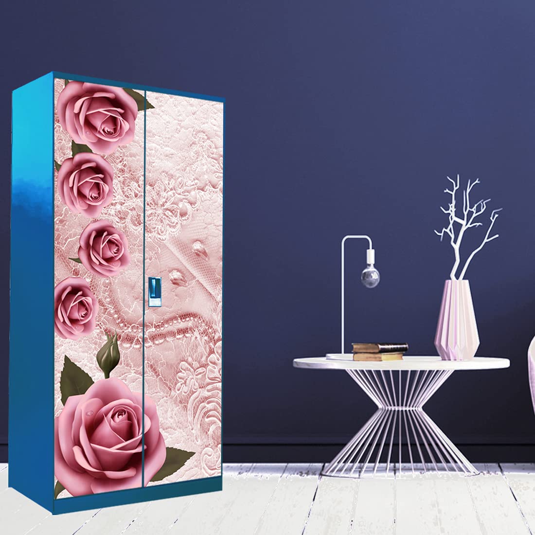 WallWear - Almirah Sticker (Royal Pearl Almira) | Self Adhesive Sticker | Wallpaper & Wall | Door Skin Sticker PVC Vinyl (213x 99) cm for Home Decoration (Love Rose Art Almiarah) (B09WMMGY4J) Amazon Price History, Amazon Price Tracker