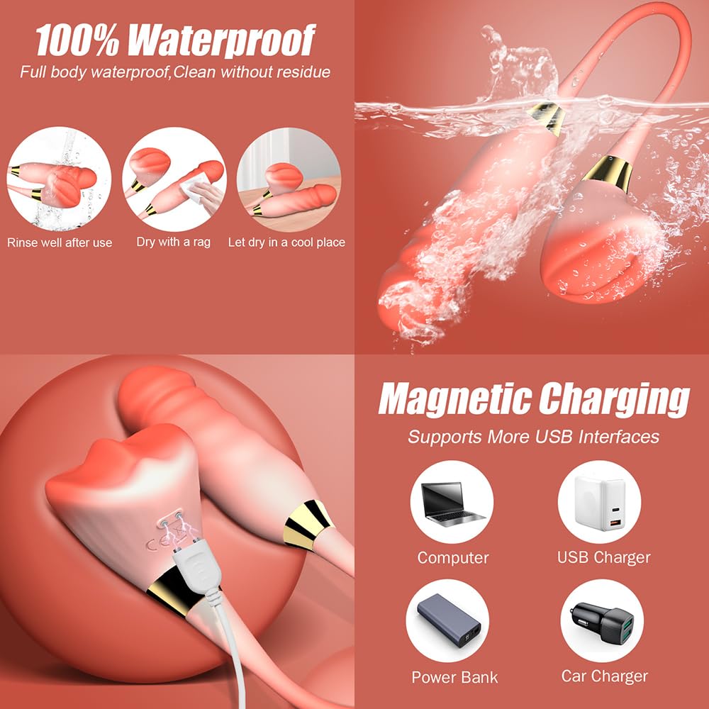Kuaecr 2in1 Analvibrator mit 10 vibrationsmodi ＆ Stoßfunktion, Vibrierender Ei Vibrator,Prostata Massagegerät Doppelkopf Vibratoren Stimulator,Analdildos Dildo Erotik Sexspielzeug für Männer Frauen