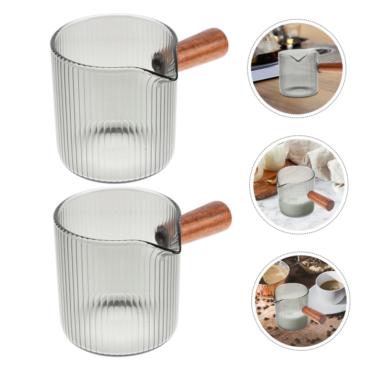 IMIKEYA 2 Set Tazza Di Latte Tazza Caffe Tazza Trasparente Tazza Di Fusione Di Caramelle Brocca Per Caffè Espresso Cioccolato Latte Macchiato Misurino Brocca Di Sciroppo 2 Pezzi * 2