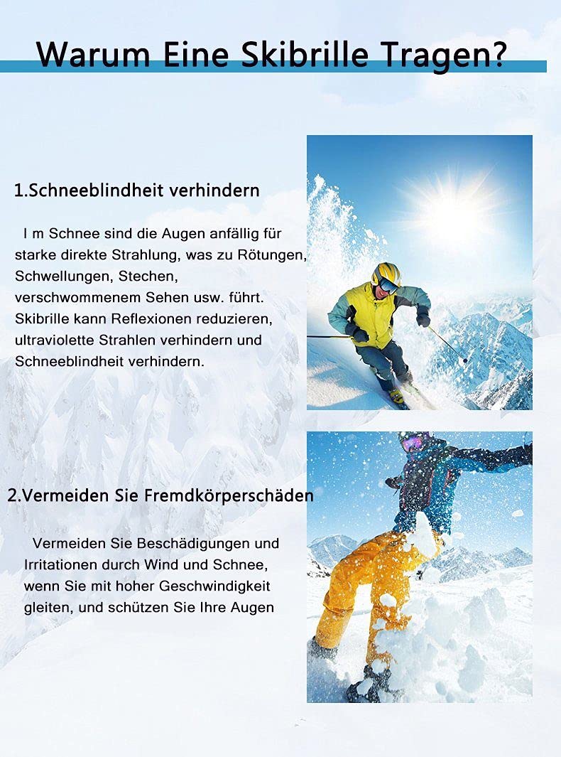 OBAOLAY maschera da sci, maschera da snowboard protezione UV maschera da neve anti-vertigini anti-appannamento verde