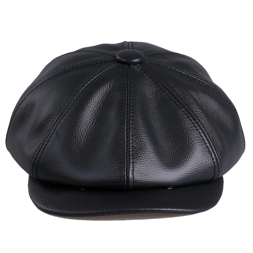 Newsboy - Gorra plana para hombre, 100% piel de vacuno auténtica, gorra de golf