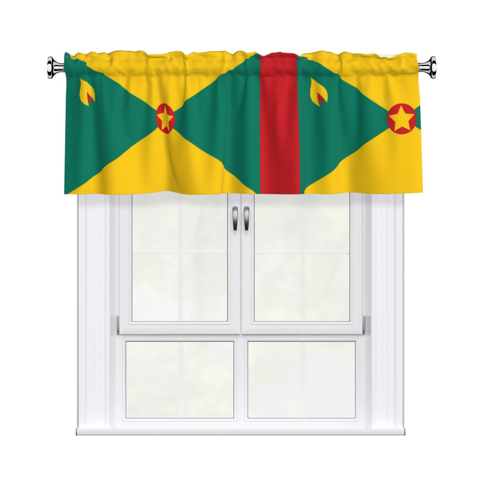 HJFCZH Flag of Grenada Prints Durable Window Layer – 54x18 Inch 100% Polyester Peach Skin Valance for Long-Lasting Style