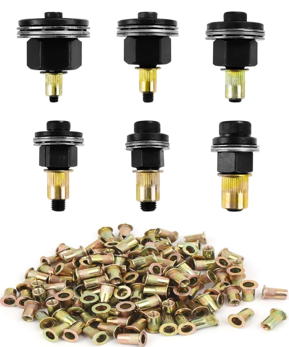 186 Piezas Remachadora Manual de Cabezales Kit, Tuerca de Remaches, Contiene 180 Tuercas, Mandril de Herramienta Remachadora, para M3/M4/M5/M6/M8/M10 Alicates de Remachar