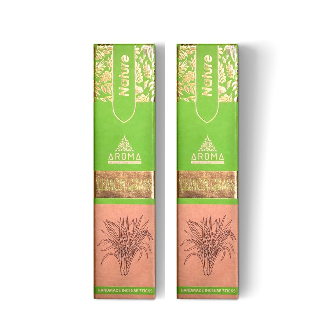 AROMA LIFESTYLE FRAGRANCES Lemongrass Incense Sticks – Hand-Rolled Agarbatti, Refreshing Citrus Aroma Ideal for Outdoors, Relaxation, Meditation & Home Fragrance (Pack of 2, 25 Sticks Each)