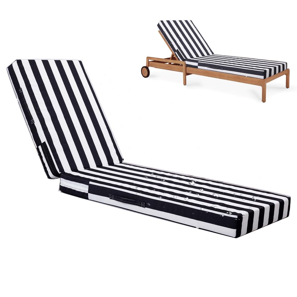 EXZFW Lounger Cushion, Replacement Sun Lounger Cushions, Sun Lounger Cushions Only, Sunbed Cushions Thick, Outdoor Recliner Chair Cushions for Indoor Outdoor Garden Patio Beach,NO04,183x53x3cm
