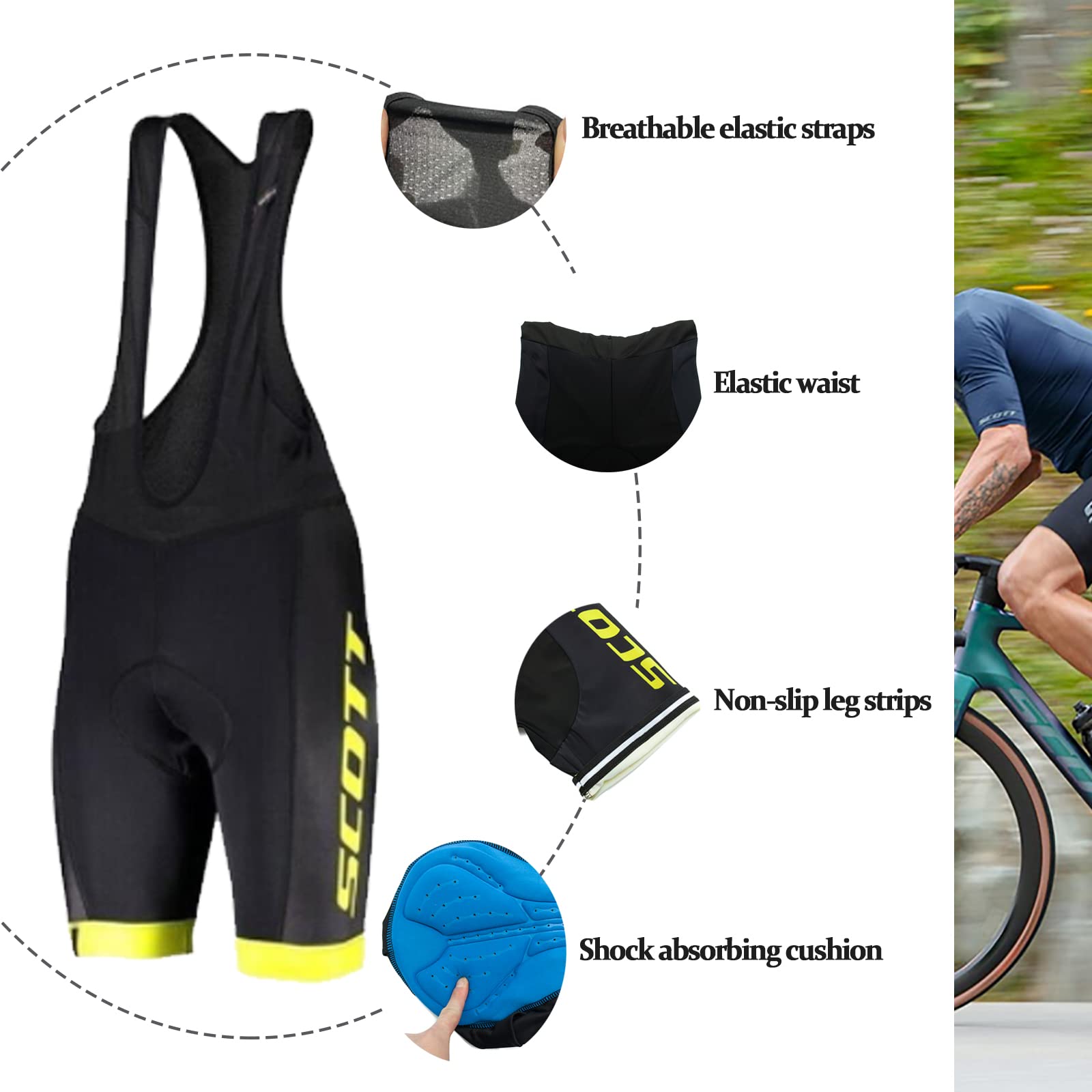HOMTOL Abbigliamento Ciclismo Set Manica Corta Tuta Ciclismo Uomo Completo Ciclismo Estivo Per Bici Da MTB Con Pantaloncini Imbottiti in Gel Traspirante e Ad Asciugatura Rapida