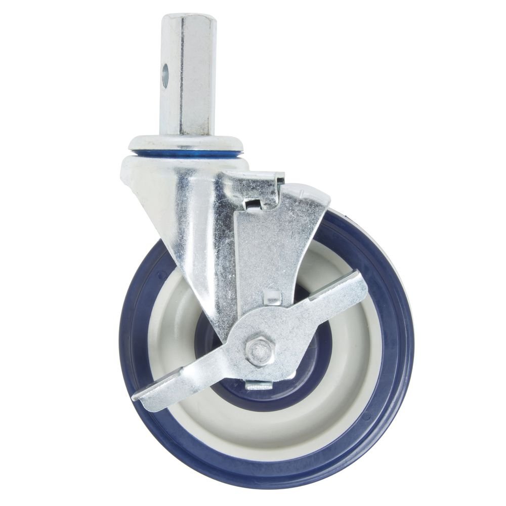 HUBERT Swivel Caster Blue Polyurethane Cross-Drilled Stem - 5Dia