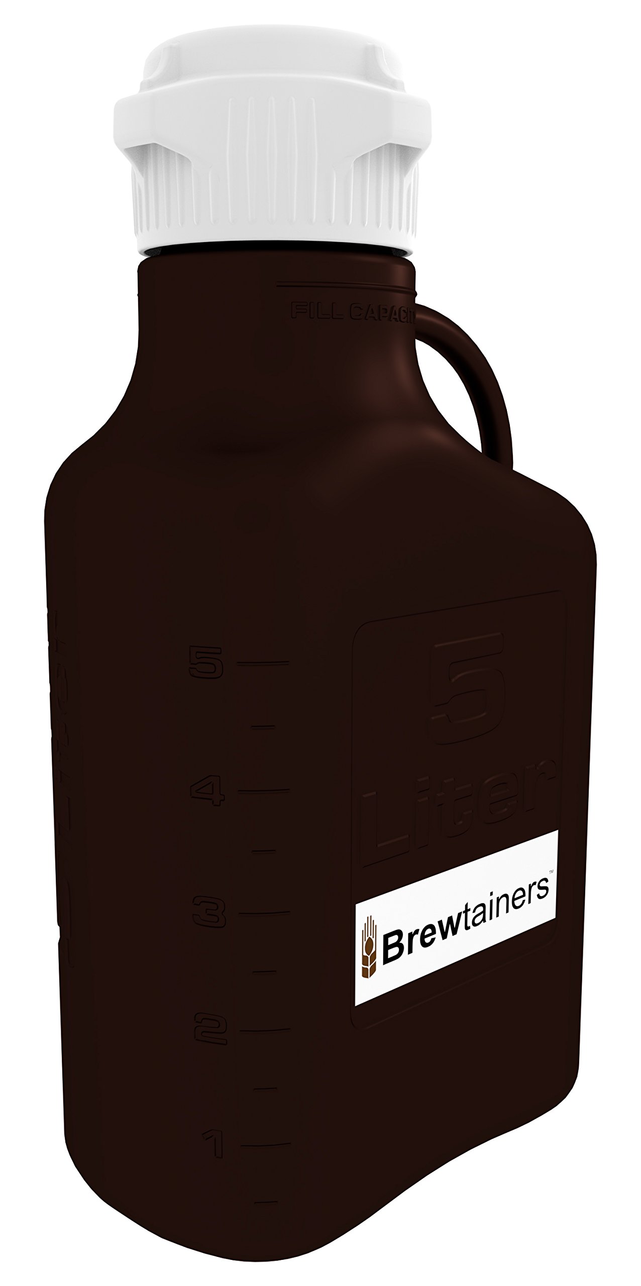 Brewtainers Polypropylene Dark Amber Light Blocking 5L (1.82 Gal Max) Homebrew Yeast Container with Leakproof Tight Sealed 83mm Cap
