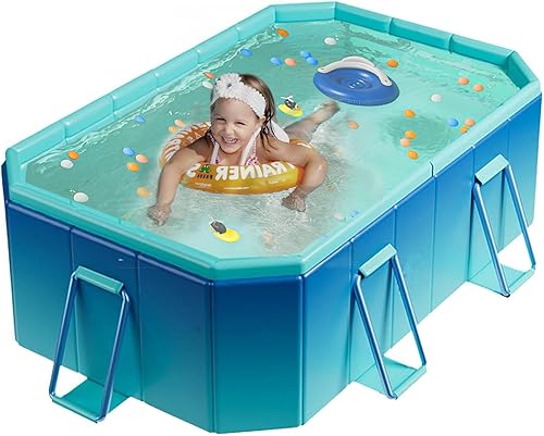 Miniatura 1 de Piscina plegable no inflable de 60 pulgadas para la familia, piscina portátil sobre el suelo para adultos y niños, fácil instalación para