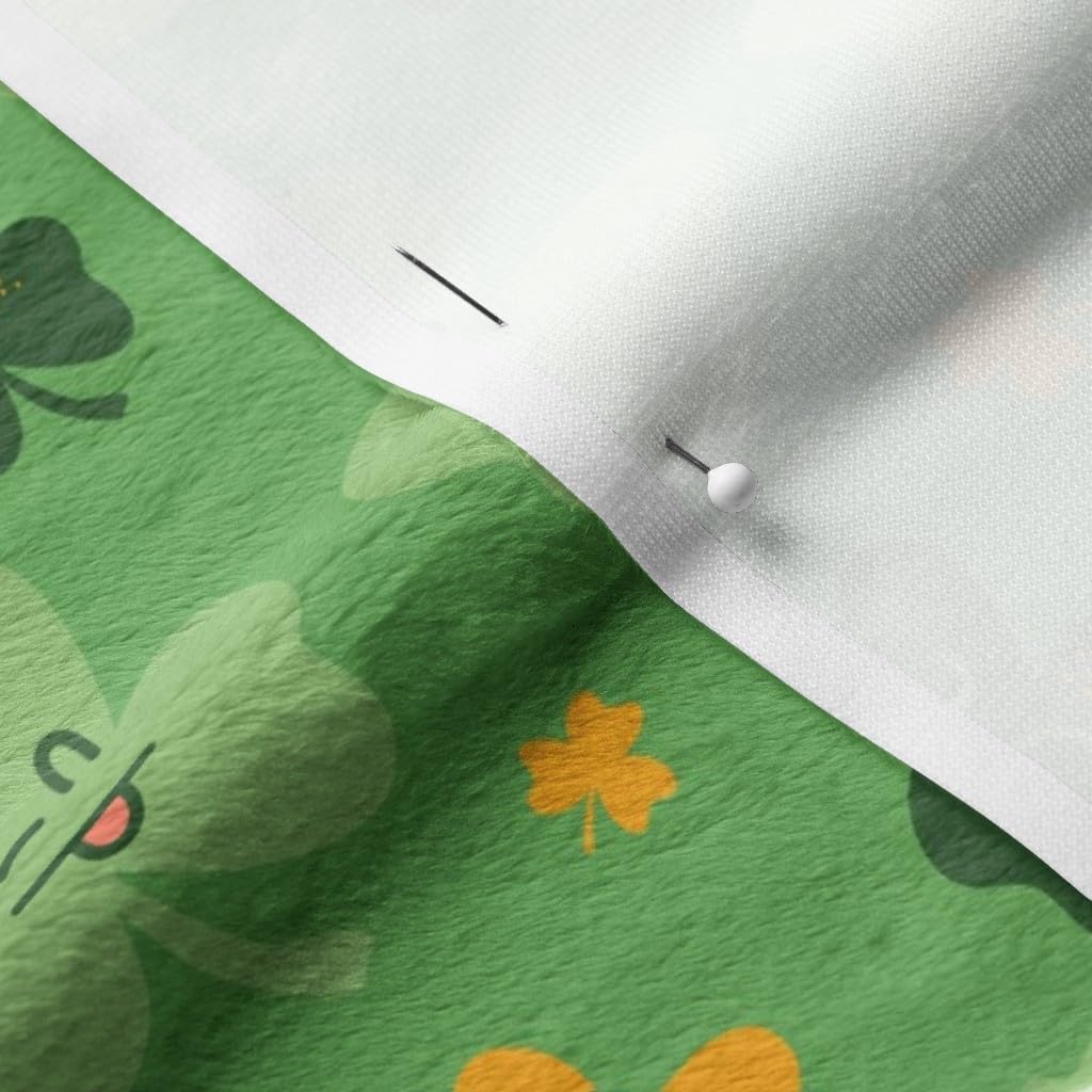 Spoonflower Fabric - Shamrock Luck Clover Patrick Shamrocks Green Faces Printed on Minky Fabric by The Yard - Sewing Baby Blankets Quilt Backing Plush
