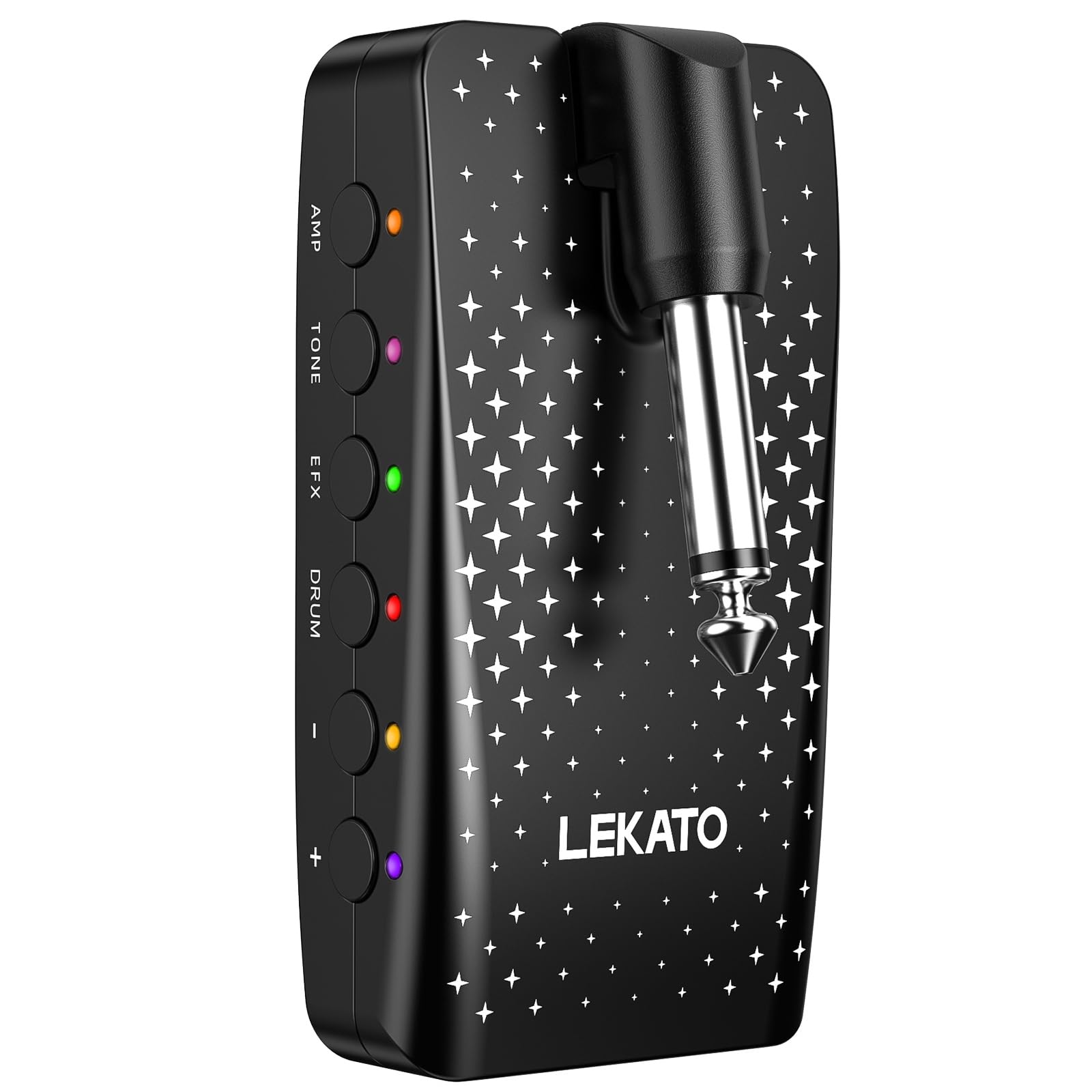 LEKATO Mini-Gitarrenverstärker mit 28 Drum-Grooves, 14 eingebauten Effekten, 14 Verstärkermodellen, wiederaufladbarem Multieffektprozessor mit 14 Presets, Bluetooth, USB-Aufnahme (eingefügt)